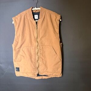 Zara Limited Edition Canvas Full Zip Vest Tan Brown Boys' Size 13-14